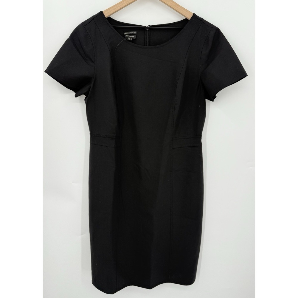 Talbots Dress Womens 12 Black Wool Office Career Preppy Classic Made‎ Italy